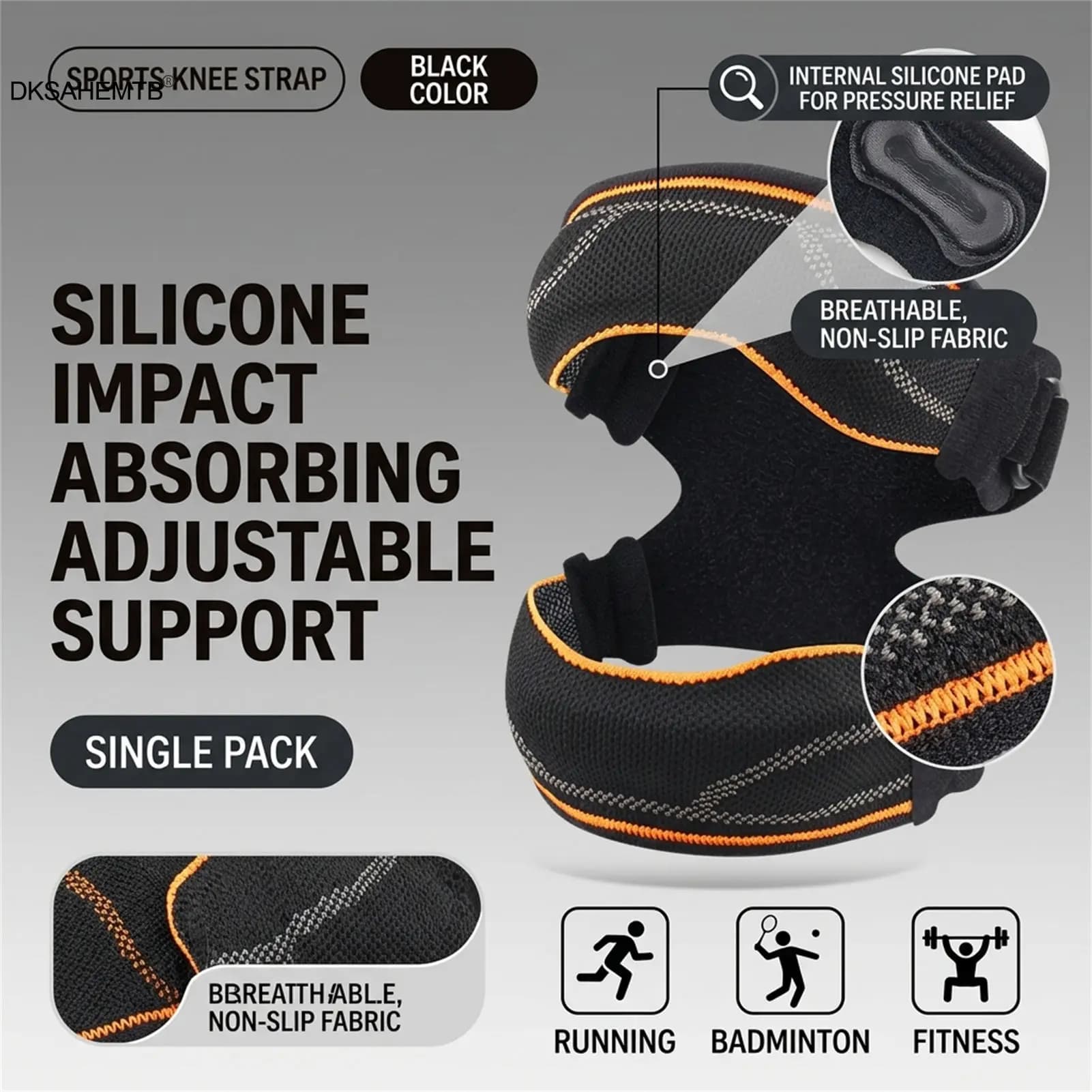Supporto per Ginocchio in Nylon Resistente, Ginocchiere a Pressione per Corsa, Ciclismo, Danza, Fitness, Ginocchiere Sportive Traspiranti 1pz