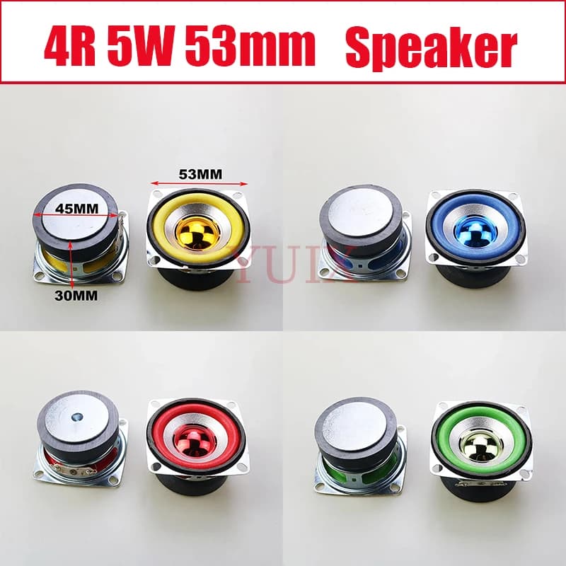 YUXI 1 pz 4 Ohm 5 W 53 MILLIMETRI Bluetooth Audio Radio Altoparlante 45mm Altoparlante Magnetico Esterno Schiuma Giallo Blu Rosso Verde Bordo Tappo Luminoso