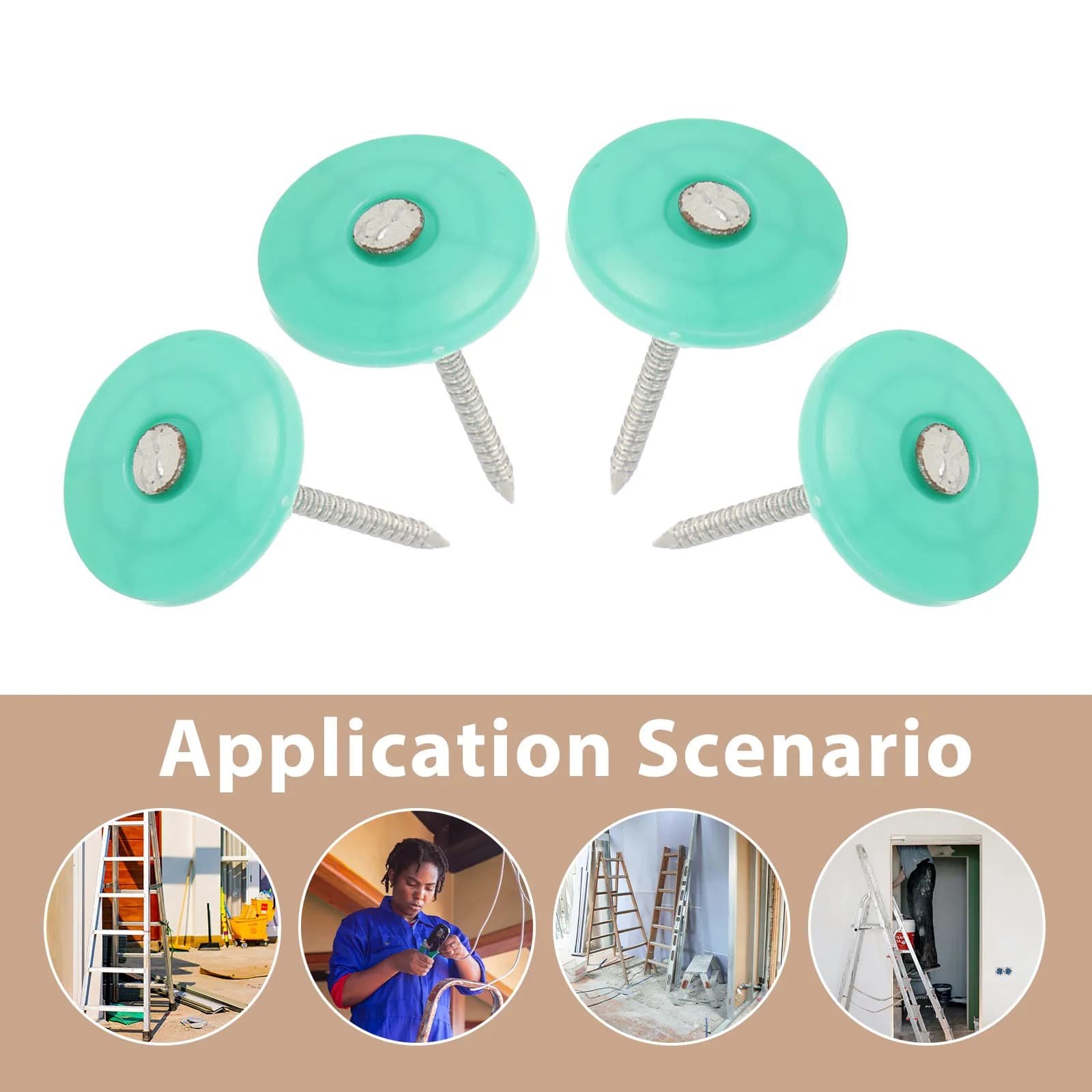 200 Pezzi Chiodi per Tetto a Ombrello con Rondella in Plastica, Tappo Rotondo Resistente per Tappeti di Copertura, Pannelli Isolanti, Rivestimenti per Case, Metallo
