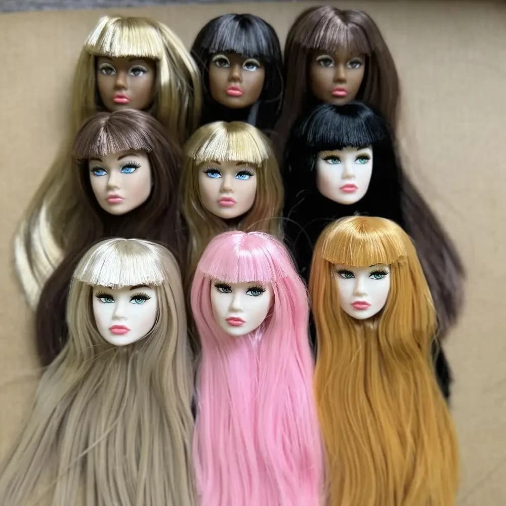 1/6 PP Europeo Viso Teste di bambola Bianco Beige Marrone scuro Tono della pelle Moda Testa di bambola Make Up Giocattolo fai da te Parte per 30 cm Supermodelo bambola
