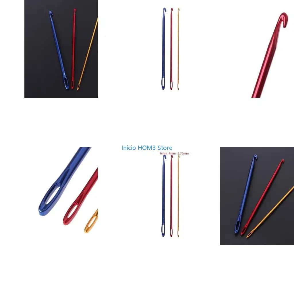 A5YD 3pcs Afghan Knitting Needle Crochet Needle Set Crochet Hook for Craft Lovers