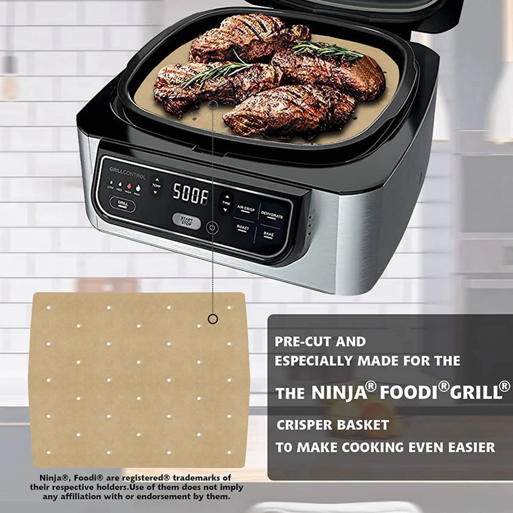INLIG-400 Pezzi di Carta da Forno Forata per Friggitrice ad Aria, Fogli di Carta Pergamena per Friggitrice ad Aria Ninja Foodi Grill 5-in-1 AG301 4Qt