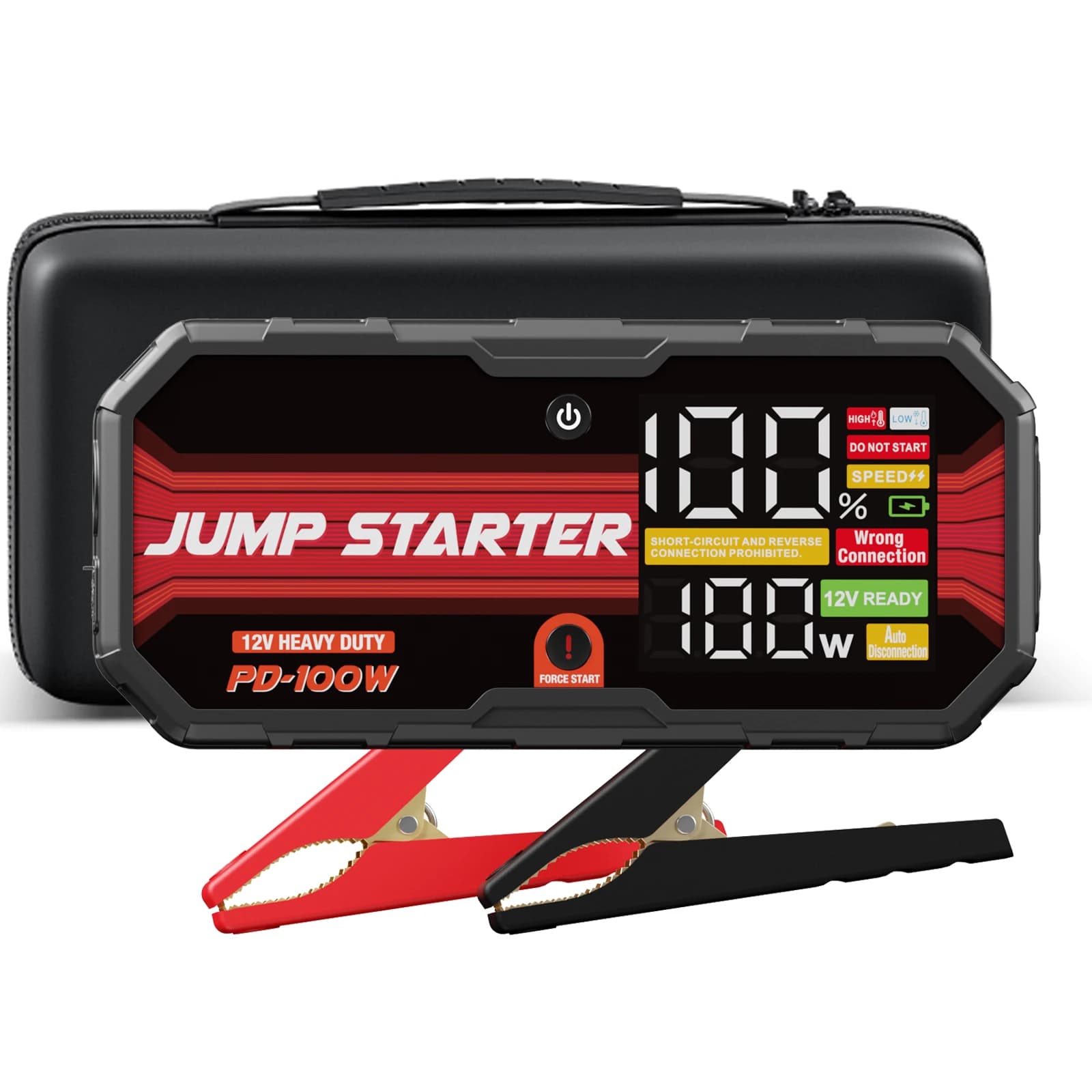 Avviatore di Emergenza per Auto 100W Ricarica Super Veloce 5000A 24000mAh 1440CCA 12V 12L 7L per Moto e Camion