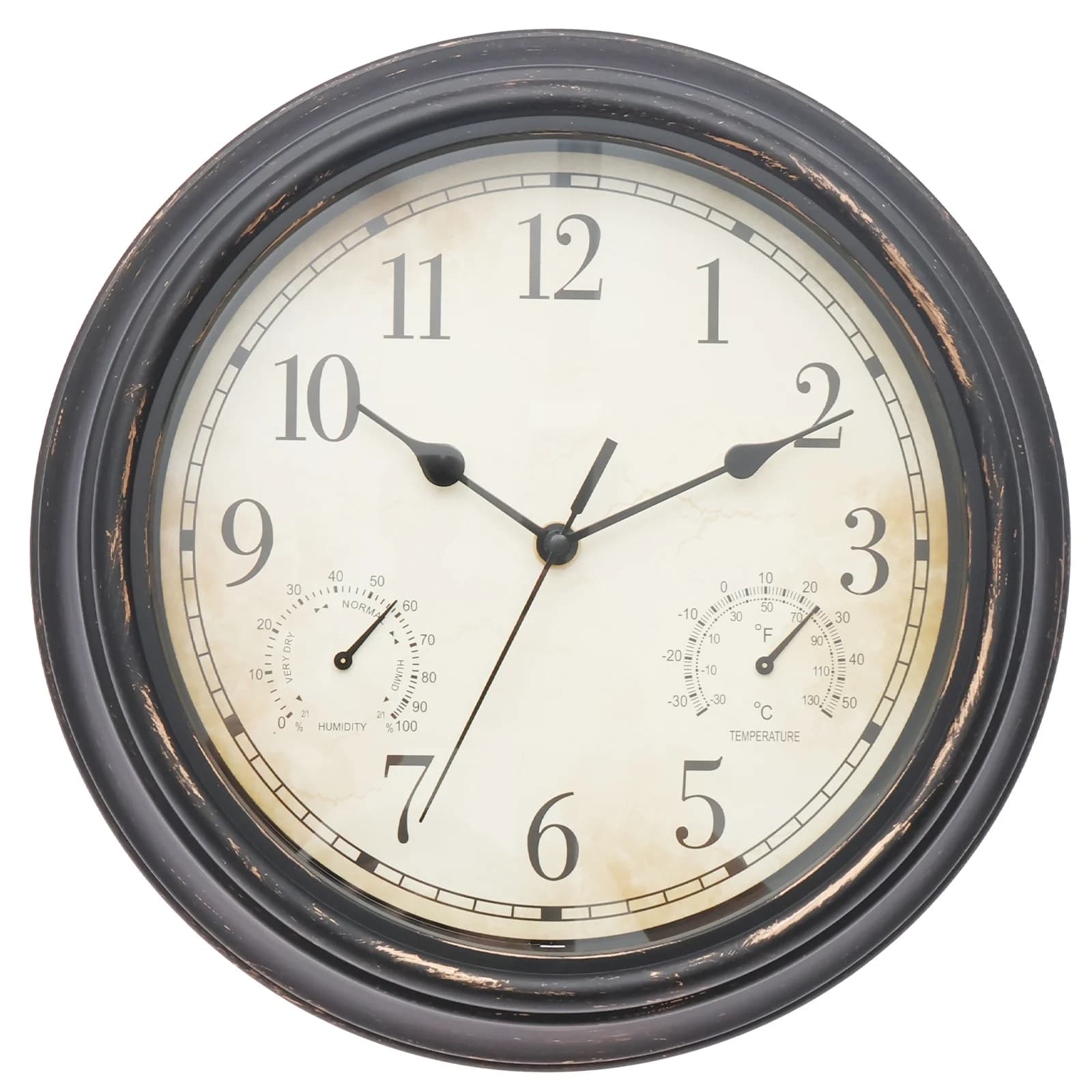 Orologio da parete da giardino esterno con termometro e igrometro Orologio da parete vintage impermeabile a batteria per piscina da giardino
