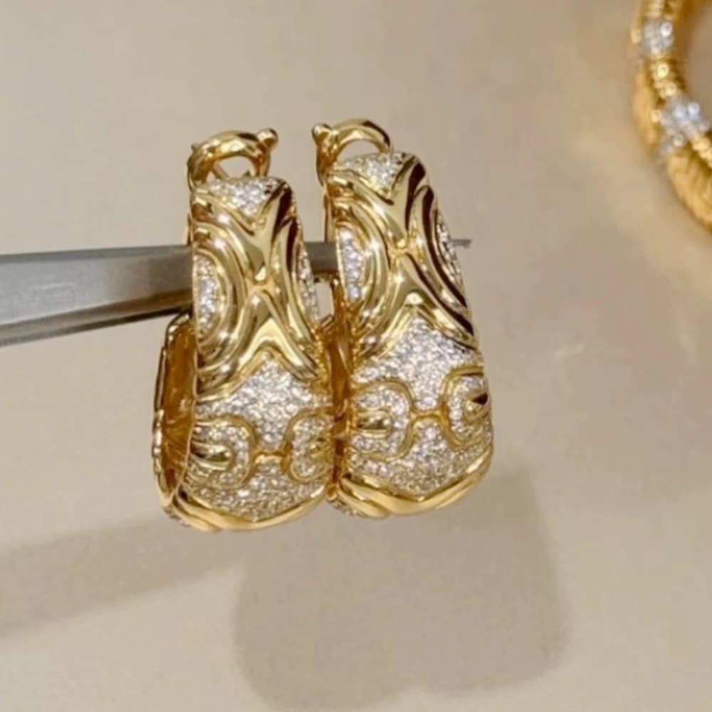 KQDANCE Orecchini a cerchio con diamanti ad alto tenore di carbonio in argento massiccio 925 placcato oro 18 carati per le donne Gioielleria raffinata del partito