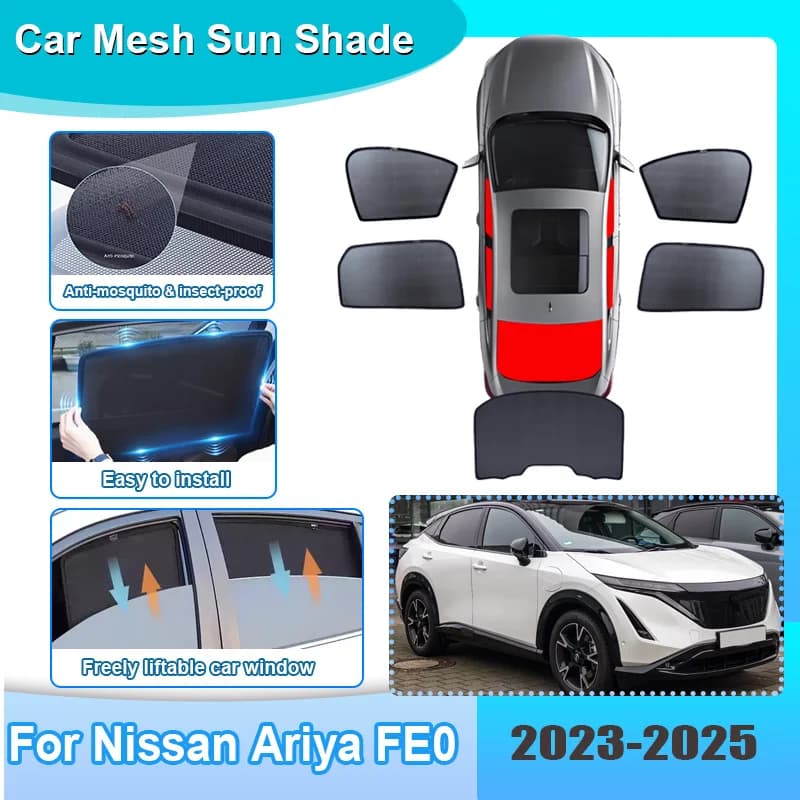 Parasole per Finestrini Auto per Nissan Ariya Nismo FE0 2023 2024 2025, Protezione in Rete per Privacy, Accessori per Telaio Parabrezza