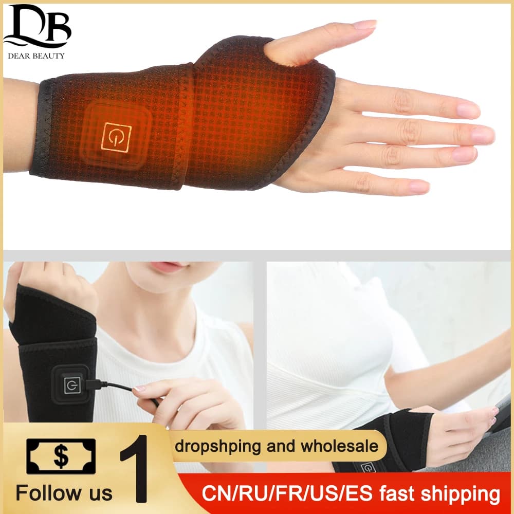 Polso elettrico riscaldato Brace fascia da polso ginocchio caviglia scaldacollo USB Wrap Herb scaldamani riscaldato compressione braccialetto antidolorifico