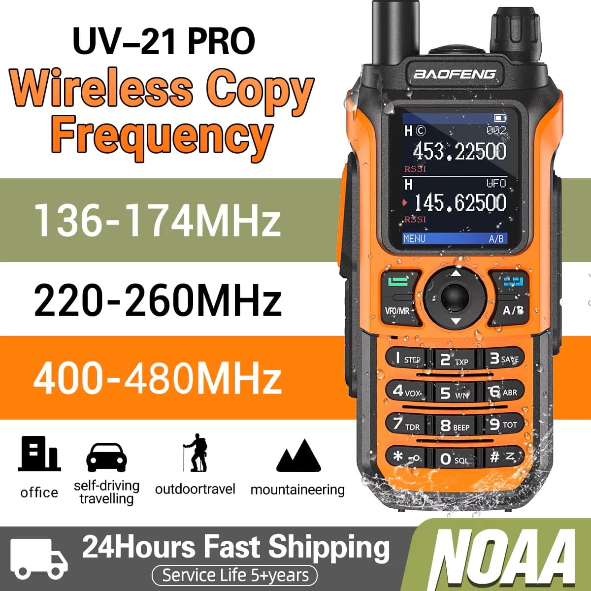 Baofeng UV-21 PRO Walkie Talkie Frequenza di copia wireless a lungo raggio Tipo-C Caricatore Tri band Radio HAM V2 impermeabile ad alta potenza