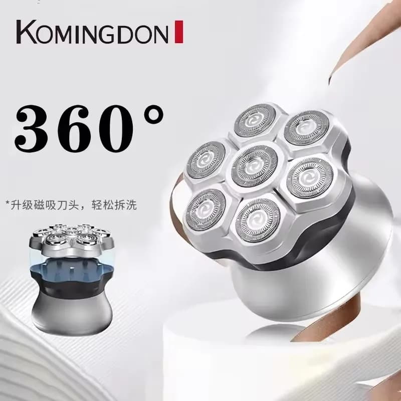 Komingdon Electric Shaver for Hot Men, USB 7D Magnetic Waterproof, Rotating Shaver for Face and Barba, Rechargeable