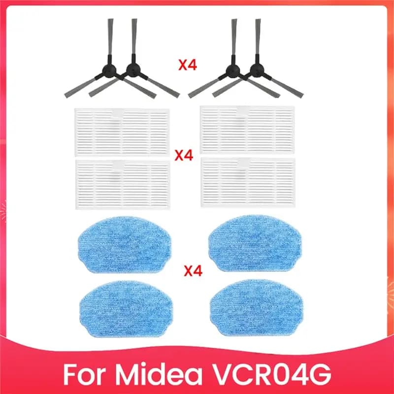 Set di 12 Accessori di Ricambio AB47 per Robot Aspirapolvere Formidea VCR04G: Spazzole Laterali, Filtro Hepa, Panni per Pulizia