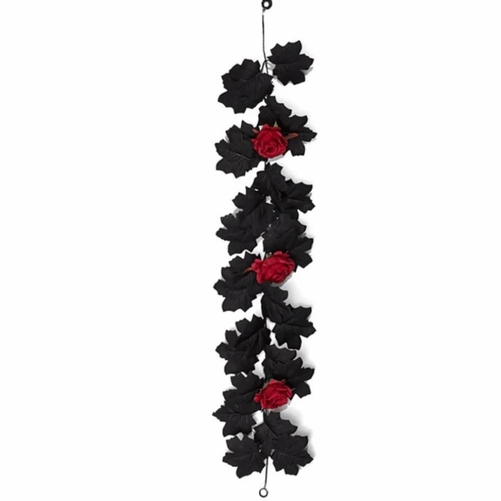 Gothic Style Halloween Maple Leaf Rose Vine Maple Leaves Plastic Maple Leaf Garland Lifelike Artificial Plant Arch Decoration