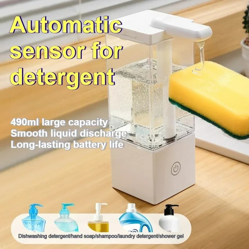 490ml Sensore Automatico Dispenser di Sapone Sensore di Ricarica Disinfettante per le Mani Macchina per Cucina Bagno Shampoo Doccia Gel Detergente