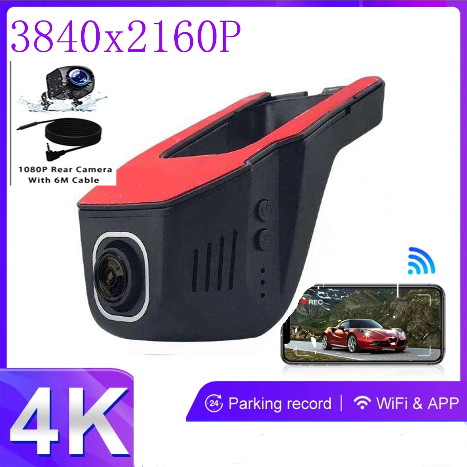 hd 4K 3840x2160P WiFi Car DVR Dash Cam Camera 2K 24H Parking Monitor APP Control Video Drive Recorder for All Cars