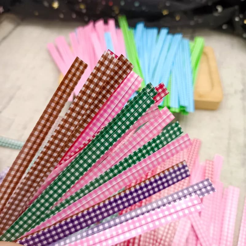 Color Lattice Metallic Twist Ties Wire per violoncello Bag Cake Lollipop Gifts Packgae Wedding Party forniture per strumenti di imballaggio fai da te 12cm