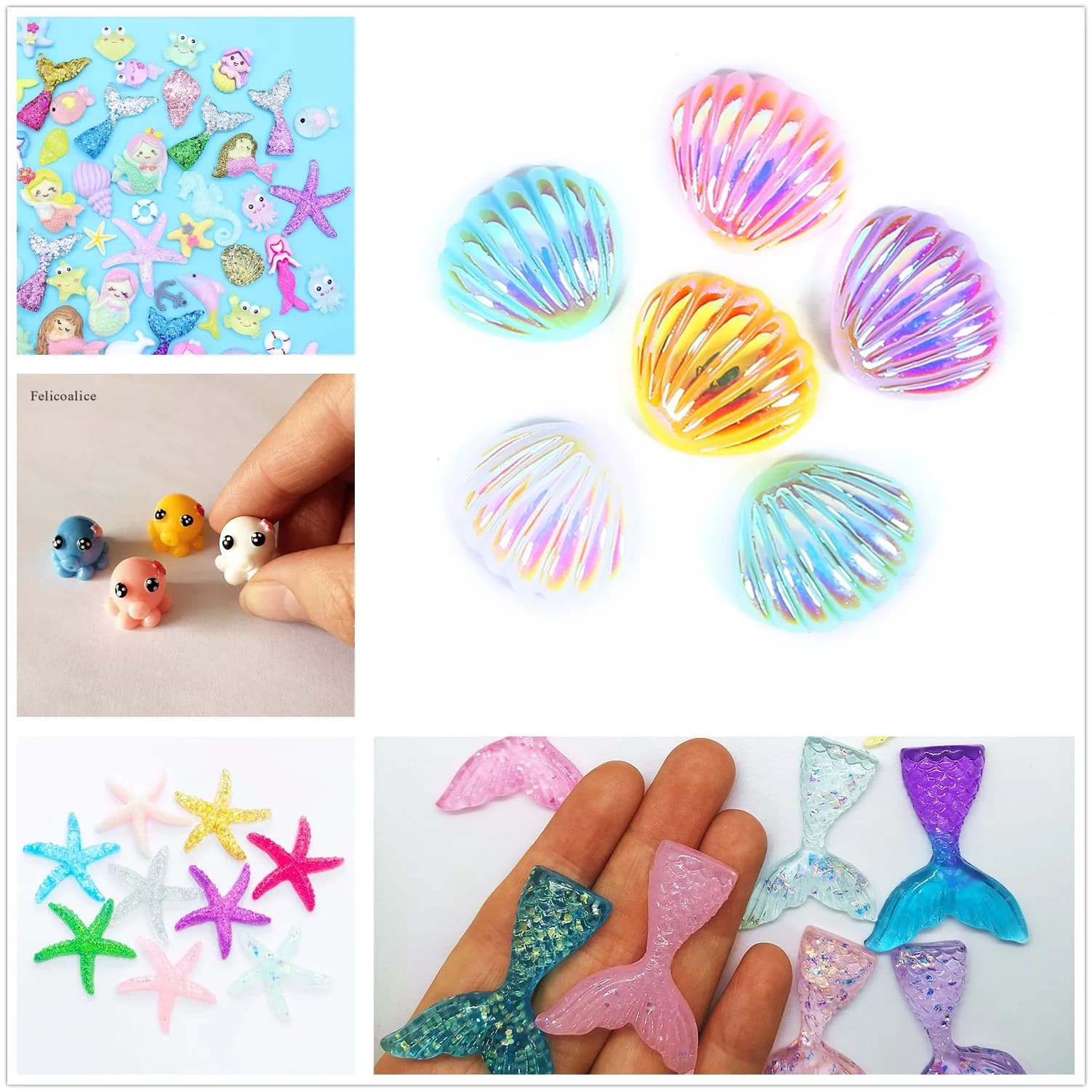 10pcs Slime Charms simulazione Shell resina plastilina Slime accessori perline che fanno forniture per artigianato Scrapbooking fai da te