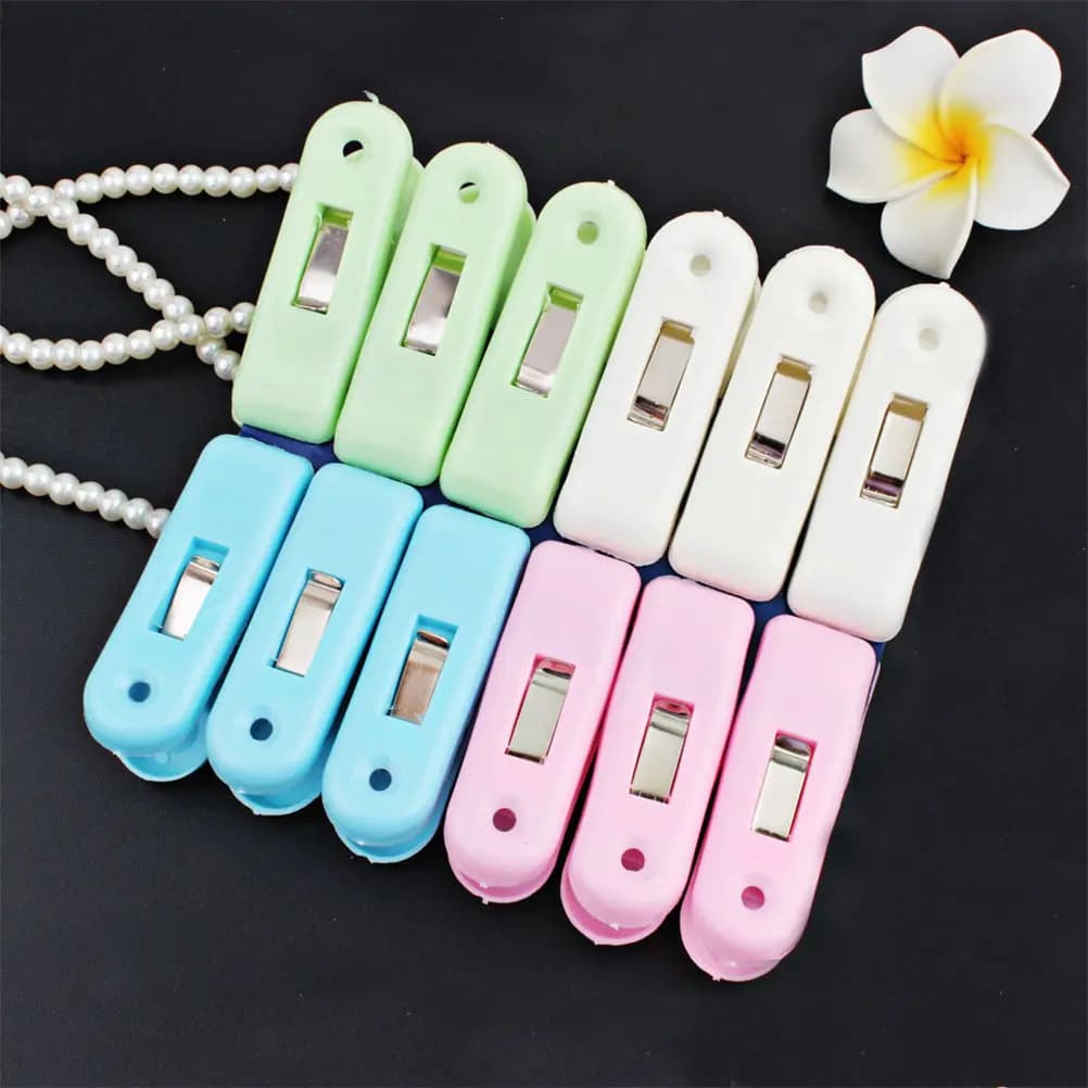 12Pcs Heavy Duty Plastic Clothespins Wind Resistant for Laundry Socks Underwear Towels Quilts Duvet Covers Chip Bags Bread