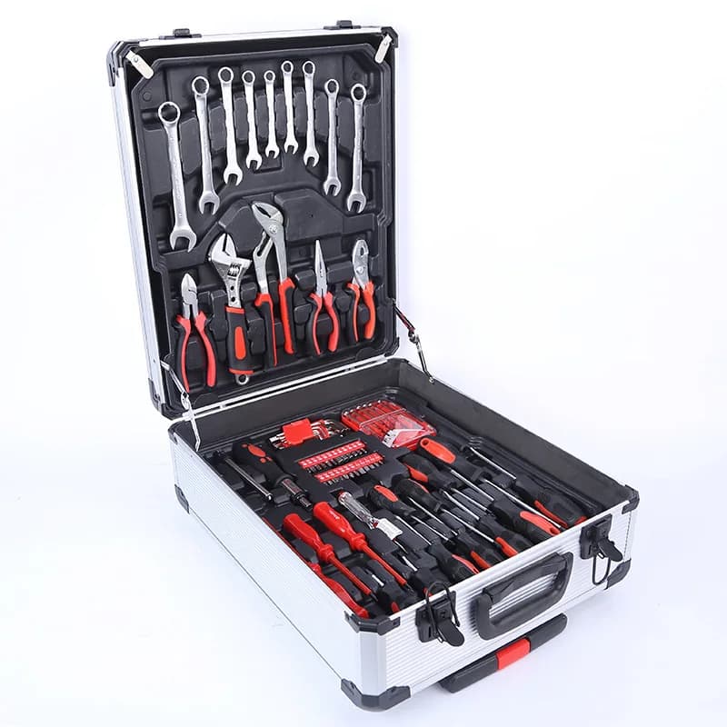 Set di scatole in alluminio Set da 187 pezzi Tirante per uso domestico Set da 499 pezzi Chiave di apertura a cricchetto per utensili combinati Cassetta degli attrezzi hardware