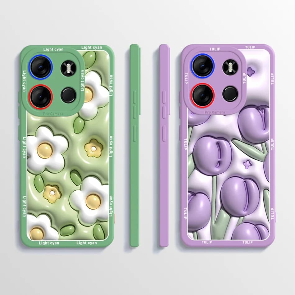 Per Tecno Pop 7 Pro BF7 Caso Tulipano Fiore Opaco TPU Copertura Del Respingente Del Silicone per Tecno Spark Go 2023 Cassa Del Telefono Pop7 Pro Copertura Morbida