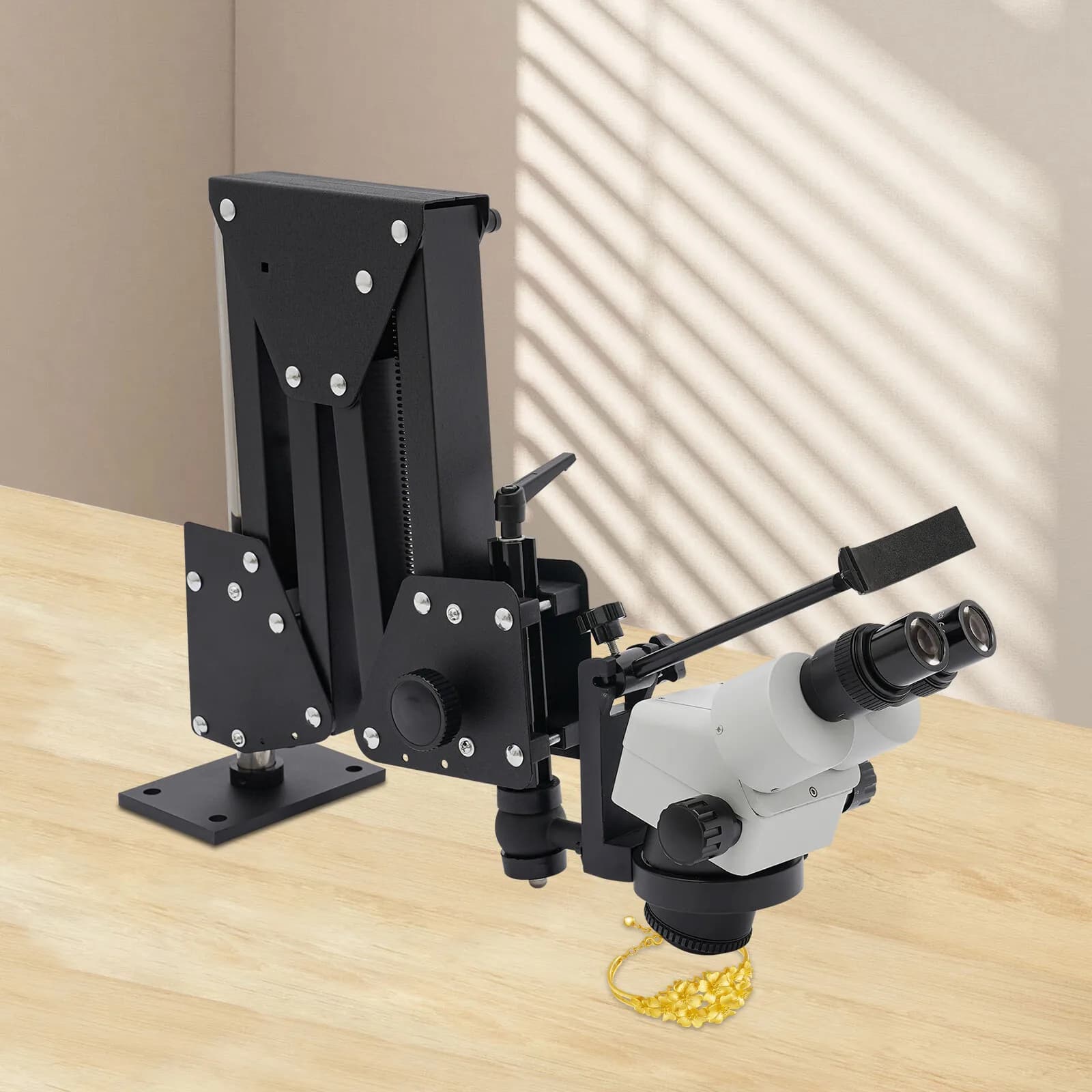 Microscopio Zoom con Specchio Ingranditore Multidirezionale e Supporto per Ispezione Gioielli
