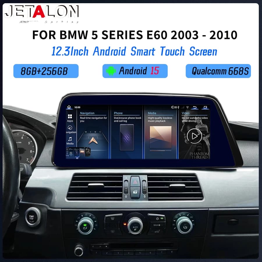 12.3 Inch Smart Screen Android 15 Autoradio for BMW Series 5 E60 2003-2010 Car accessories 4G GPS video player CarPlay