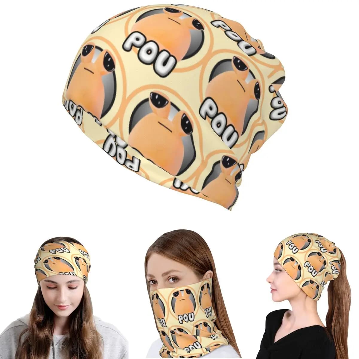 Bandana Multifunzione Traspirante per Adulti Unisex con Stampa Cartoon My Pet Alien Pou - Sciarpa Magica, Copricapo, Berretto