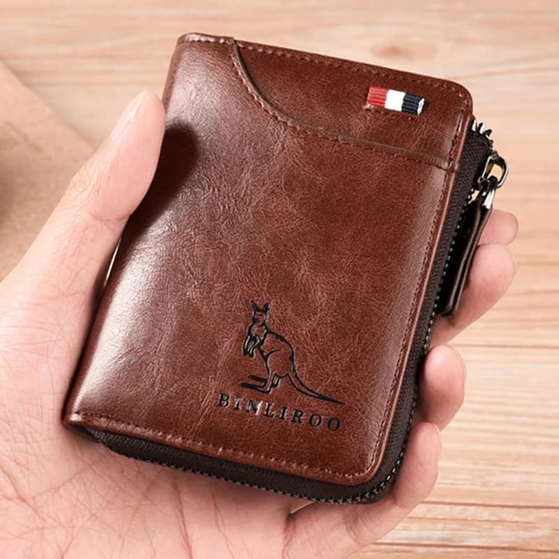 Portafoglio da uomo in pelle di design di lusso Porta carte con cerniera RFID Portafogli da uomo Portafogli da uomo corti portatili