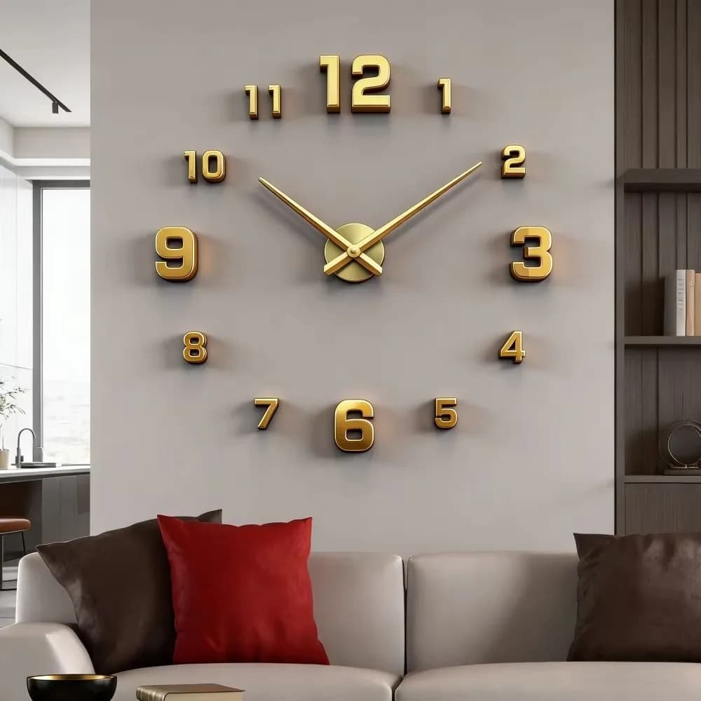 Orologio da parete grande dal design moderno, 3D fai da te, senza cornice, con luce notturna, freccia decorativa, decorazione da parete in acrilico, orologio al quarzo