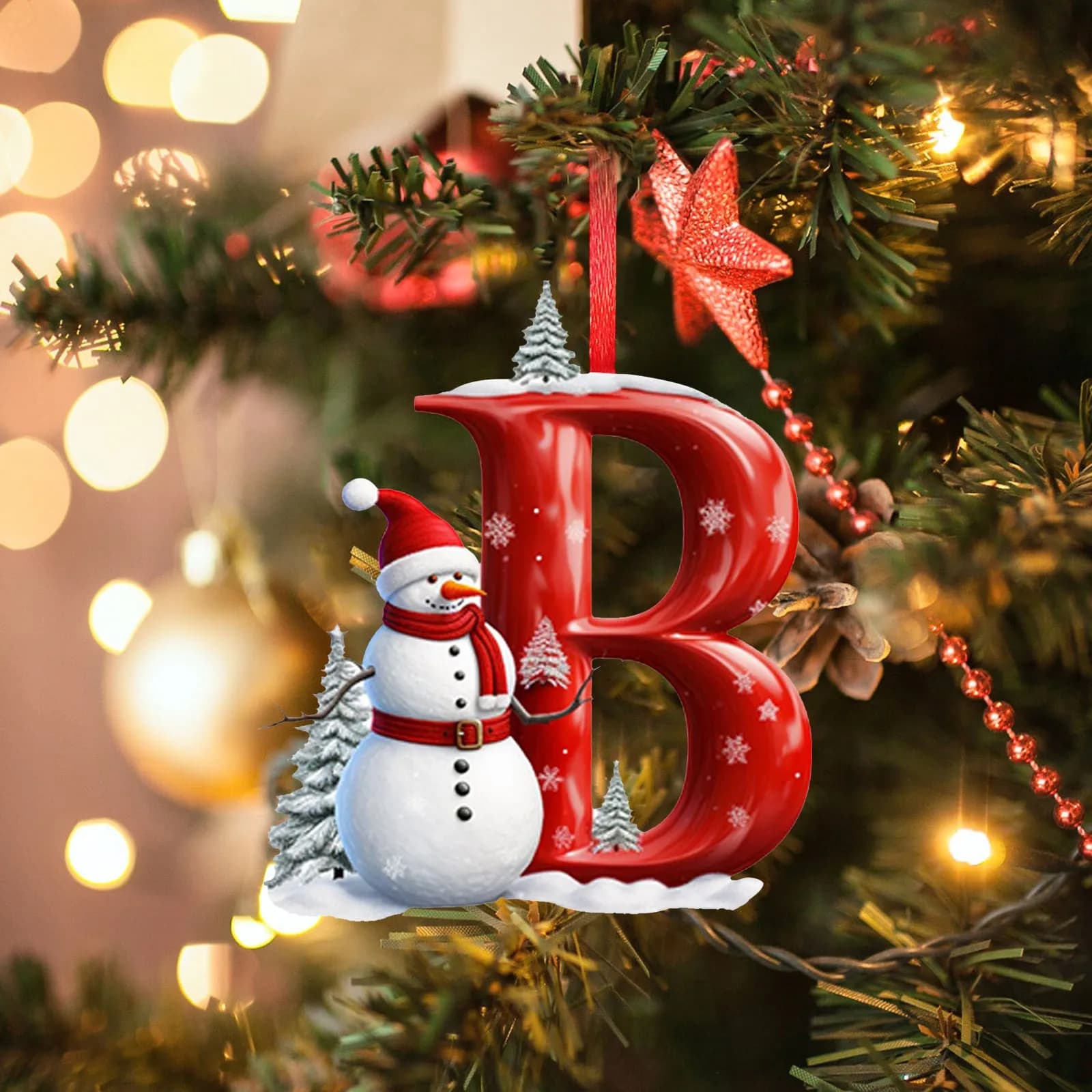 Ciondolo in acrilico da 26 lettere per albero di Natale Decorazioni natalizie personalizzate Ornamenti per la casa delle vacanze Navidad 2025 Regalo Decorazioni natalizie
