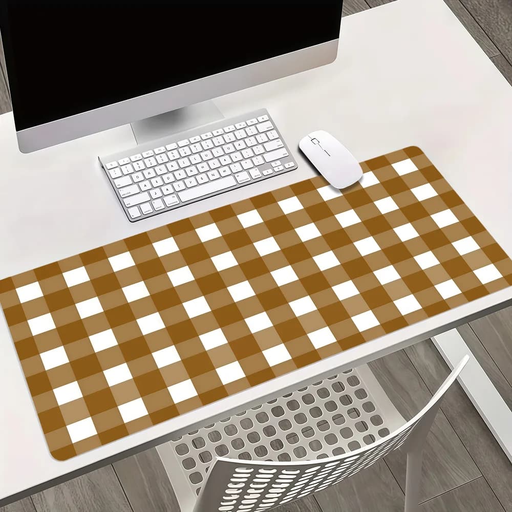 Nordic Beige Plaid Striped Checker Stripe Mouse Pad Non-slip Lockedge Thickened Desktop MousePad Large Gaming Office Student