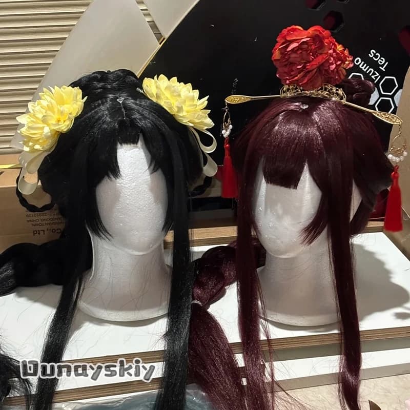 CR812Though I Am An Inept Villainess Kou Reirin Accessory Necklace Hairpin Red Flower Hair Clip Anime Character Headwear Props