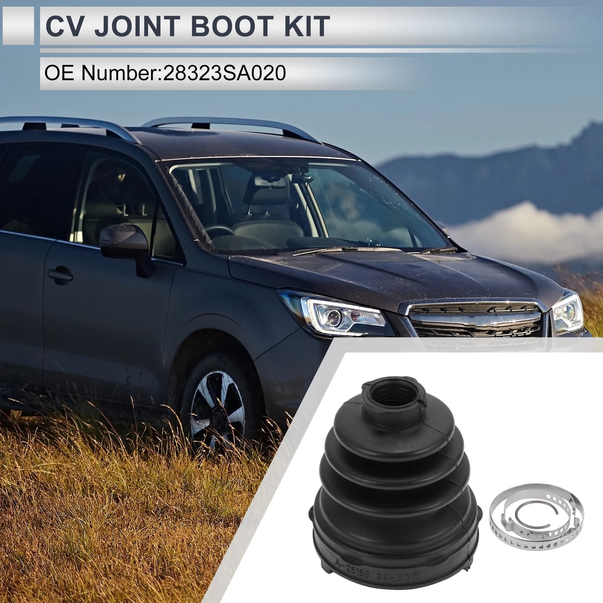 X Autohaux No.28323SA020 Outer CV Joint Boot Kit with Clamps for Subaru Forester 2003-2008 for Subaru Impreza 2008-2010