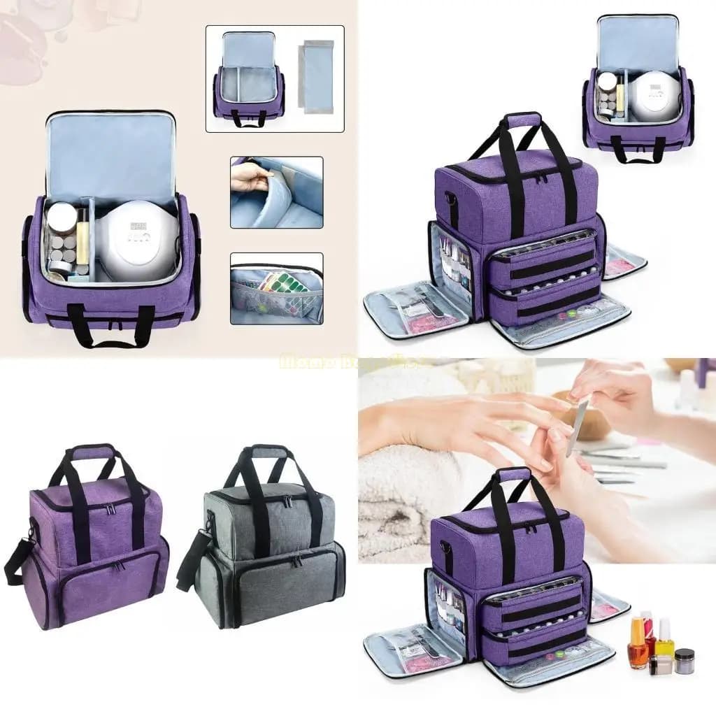 X90D Spaziosi chiodi per chiodi Polish Case con 2 buste rimovibili con unghie Slot Essiccatore a doppio strato Baglieri per