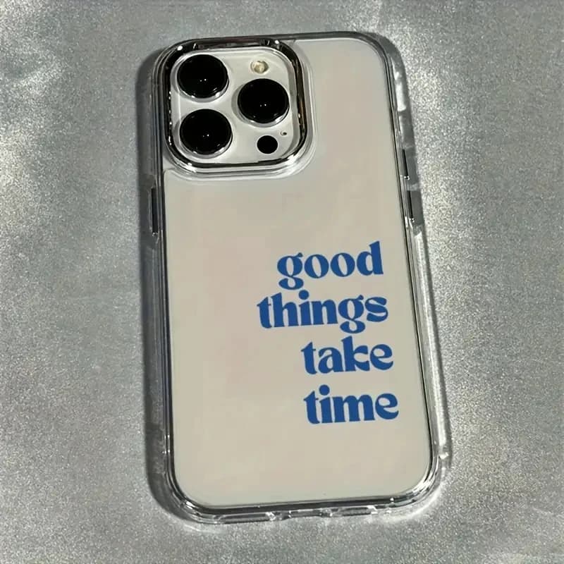 Good Things Take Time Lens Frame Case for iPhone 17 16 15 14 13 12 11 Pro Max Air XS X XR 8 7 Plus SE2 Shockproof Clear Cover