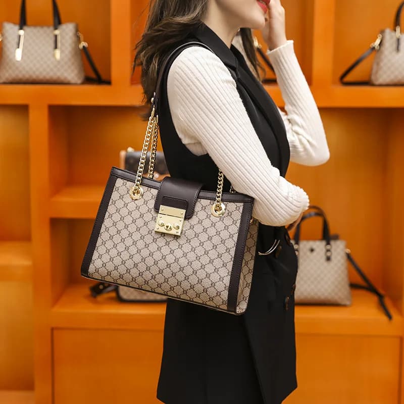 Borse fasciatoio in pelle di lusso per donna: elegante borsa tote di grande capacità, semplice borsa da pendolare vintage alla moda con design elegante