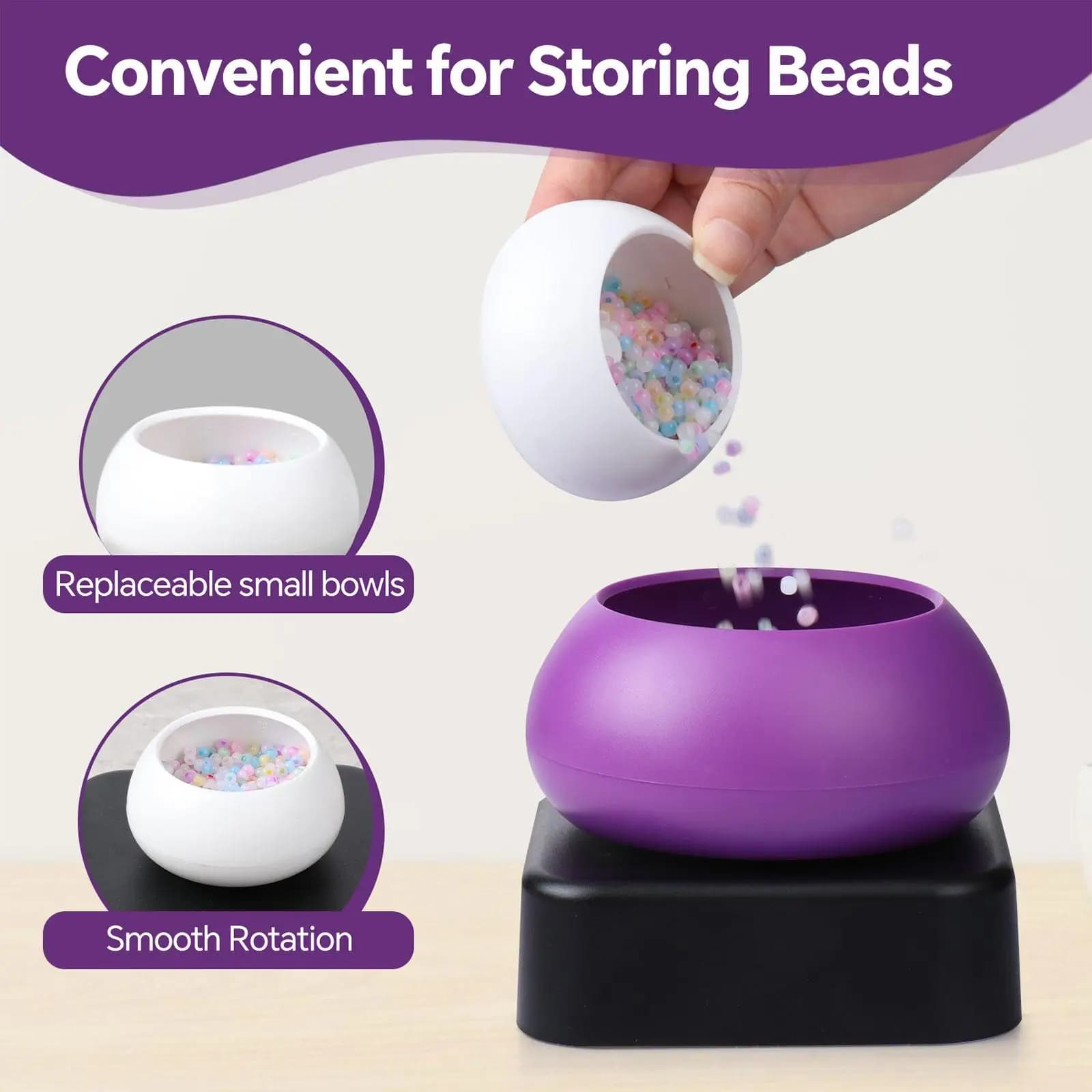 Electric Beads Spinner 360 Degree Rotatable Quick Stringing Bead Holder for DIY Necklace Making Kit