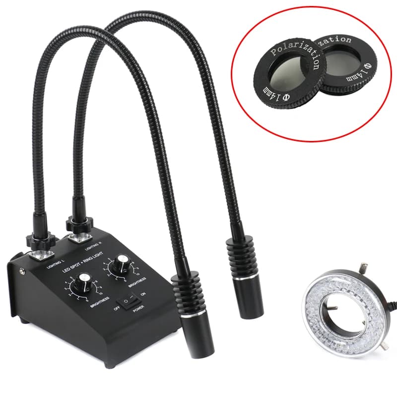 Microscope Fiber Optical Adjustable Spotlight Cold Spotlight Double Lamp Spot Lighting Microscopy 60 LED Luminous Ring Illuminator