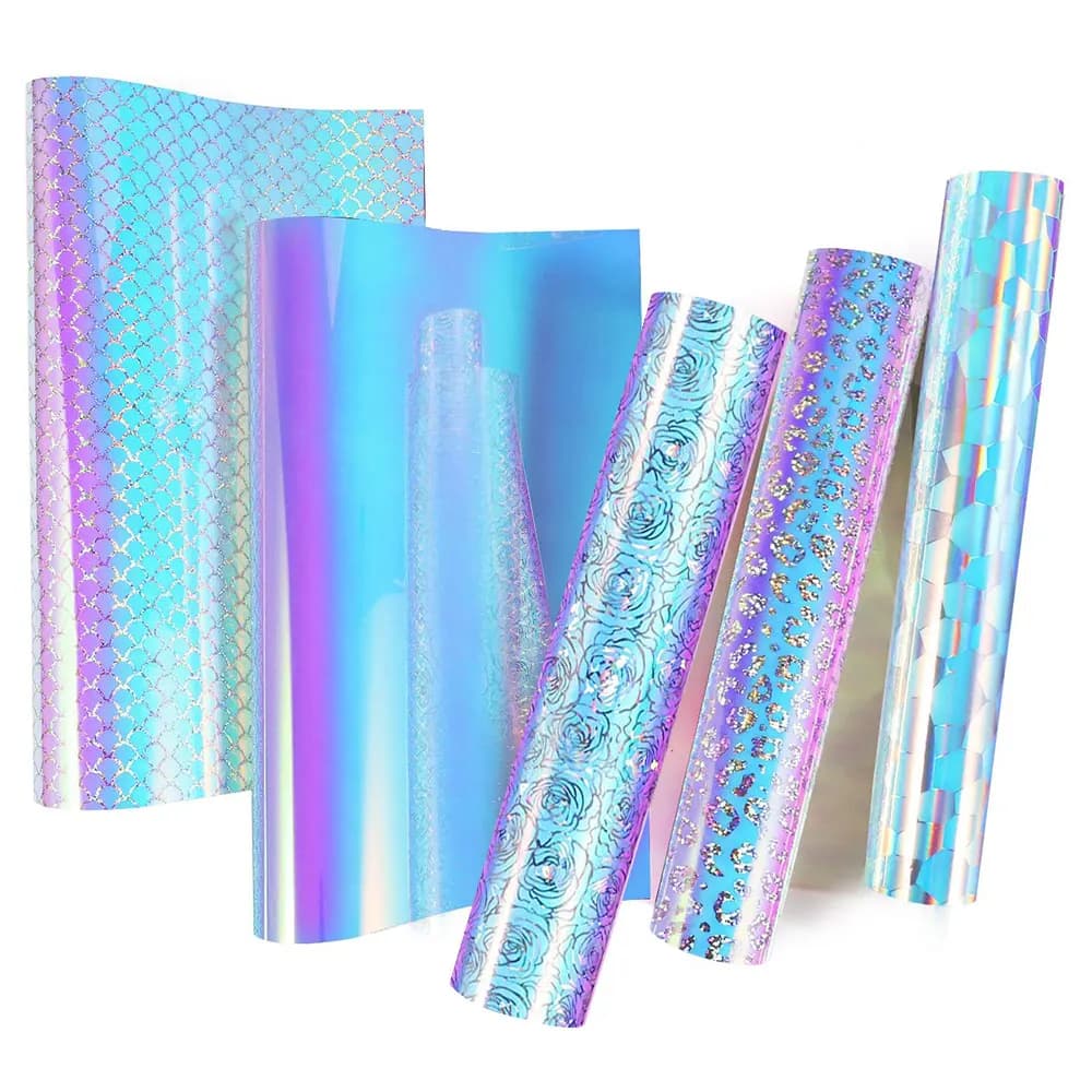 Olografico sfumato lucido adesivo artigianale vinile leopardo sirena 5 colori assortiti per fai da te Cutter cut tazze fai da te decorazione di natale