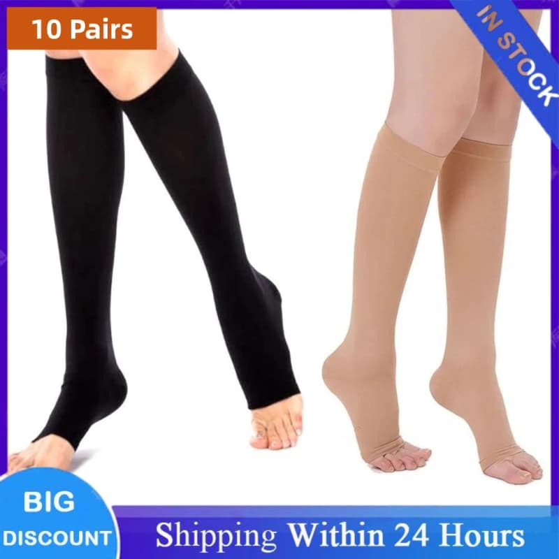 10 Paia di Calze a Compressione Professionali per Ciclismo, Supporto Gambe, Prevenzione Vene Varicose al Polpaccio, Sollievo dal Dolore, Calze da Donna per Infermiere