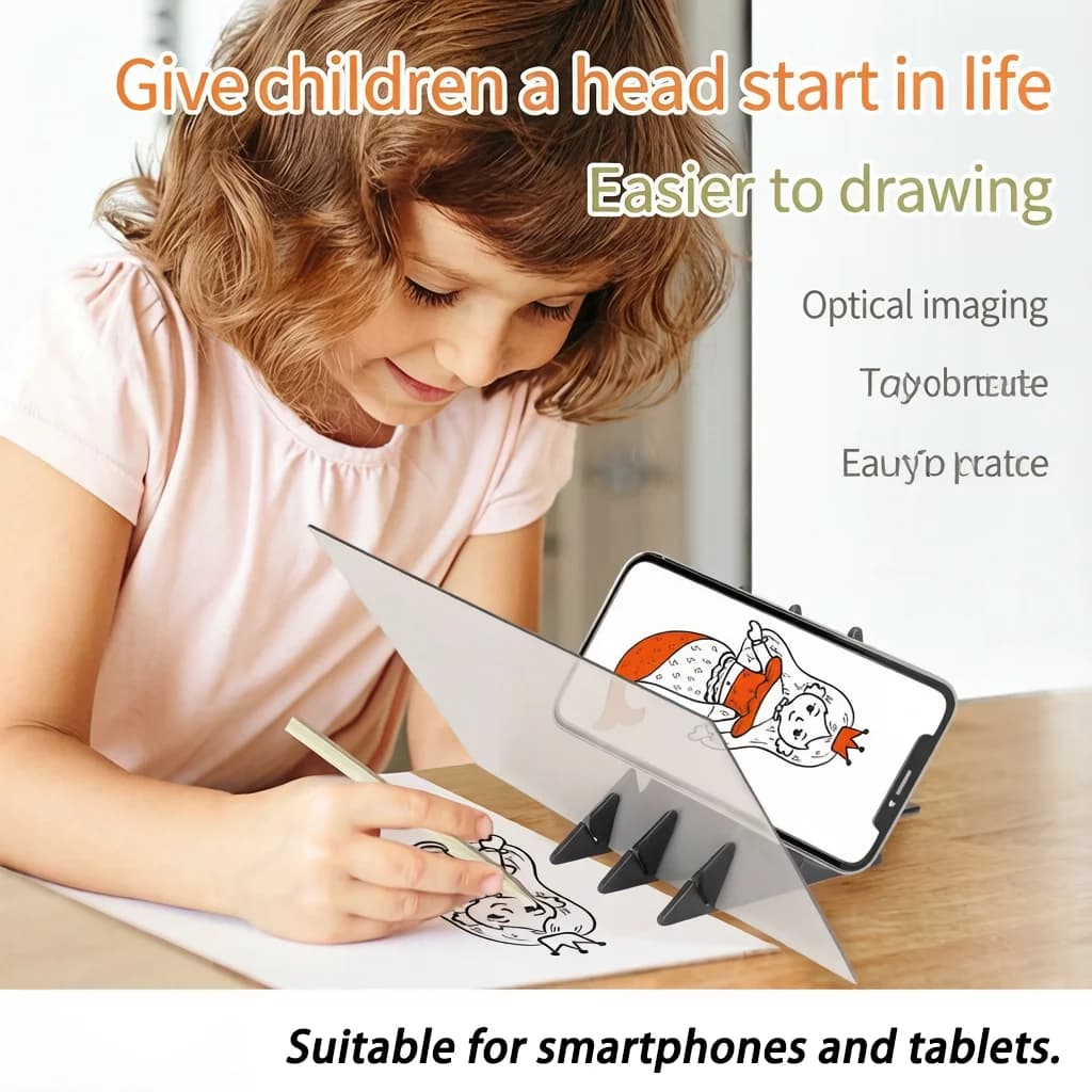 Proiettore Ottico per Disegno per Bambini e Artisti – Facile Disegno con Telefono/Tablet, Supporto per Tracciare Disegni e Specchio Trasparente per Principianti