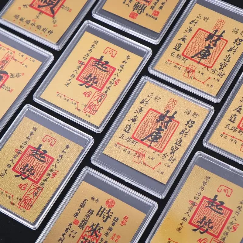 Carte Feng Shui Golden Fortune (5 pezzi) per ricchezza, fortuna, decorazione di portafogli e cellulari