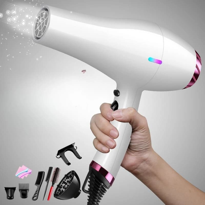 Asciugacapelli elettrico, cura dei capelli agli ioni negativi ad alta potenza per uso domestico, asciugatura rapida ad alto vento