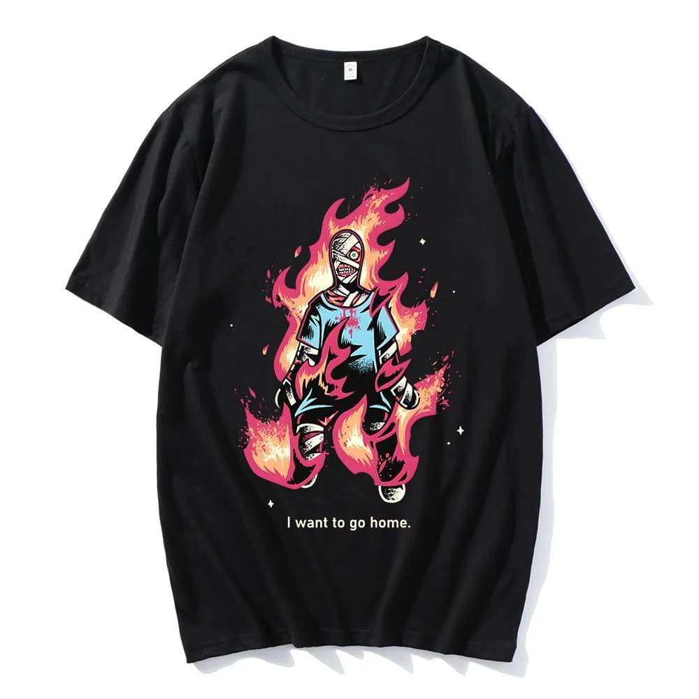 Gioco MOUTHWASHING Voglio andare a casa T-shirt in cotone manica corta allentata magliette maschili unisex streetwear hip hop uomo donna abbigliamento