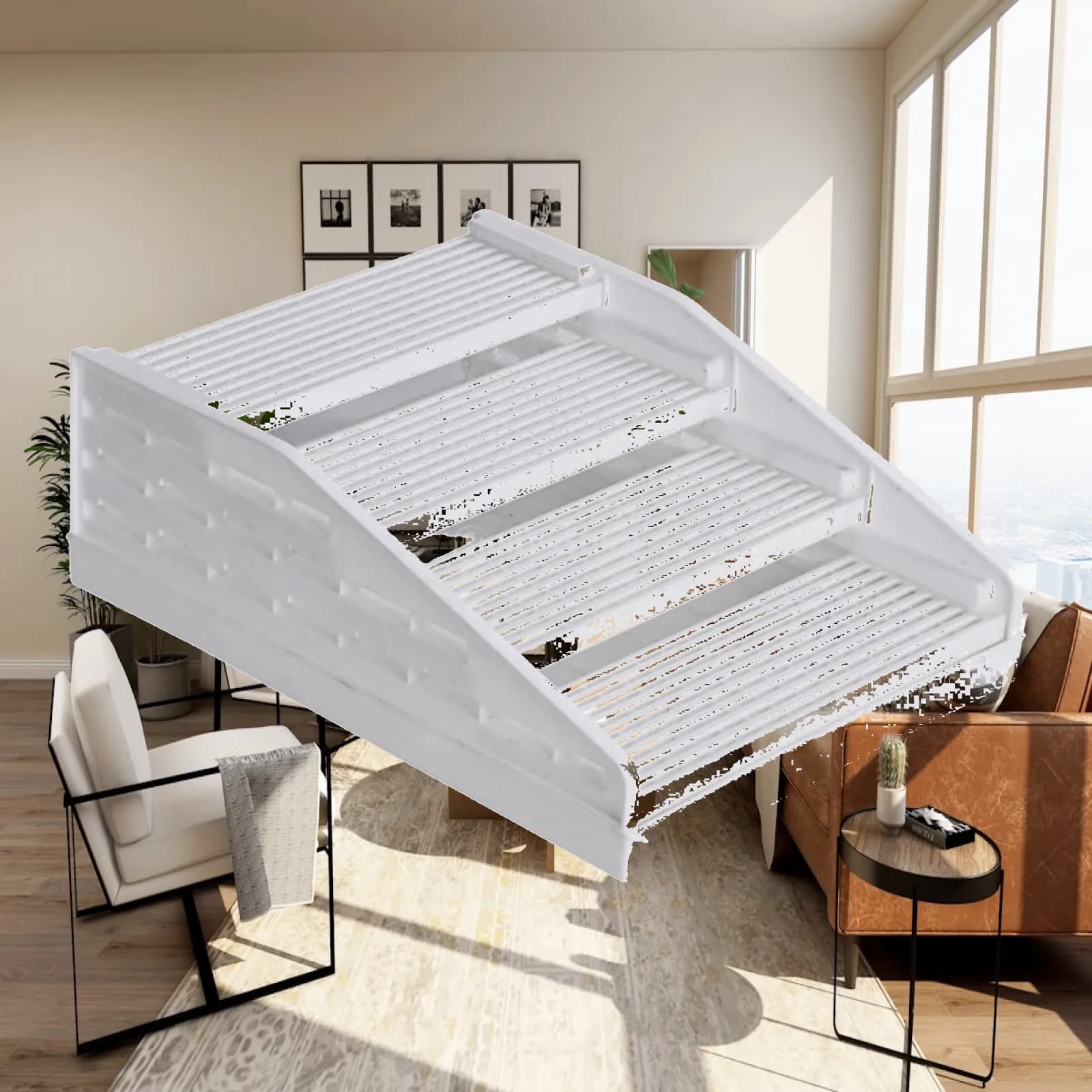 Rampa a 4 gradini per lettiera gatti, portatile e pratica, con filtro riutilizzabile per accessori per gatti da interno