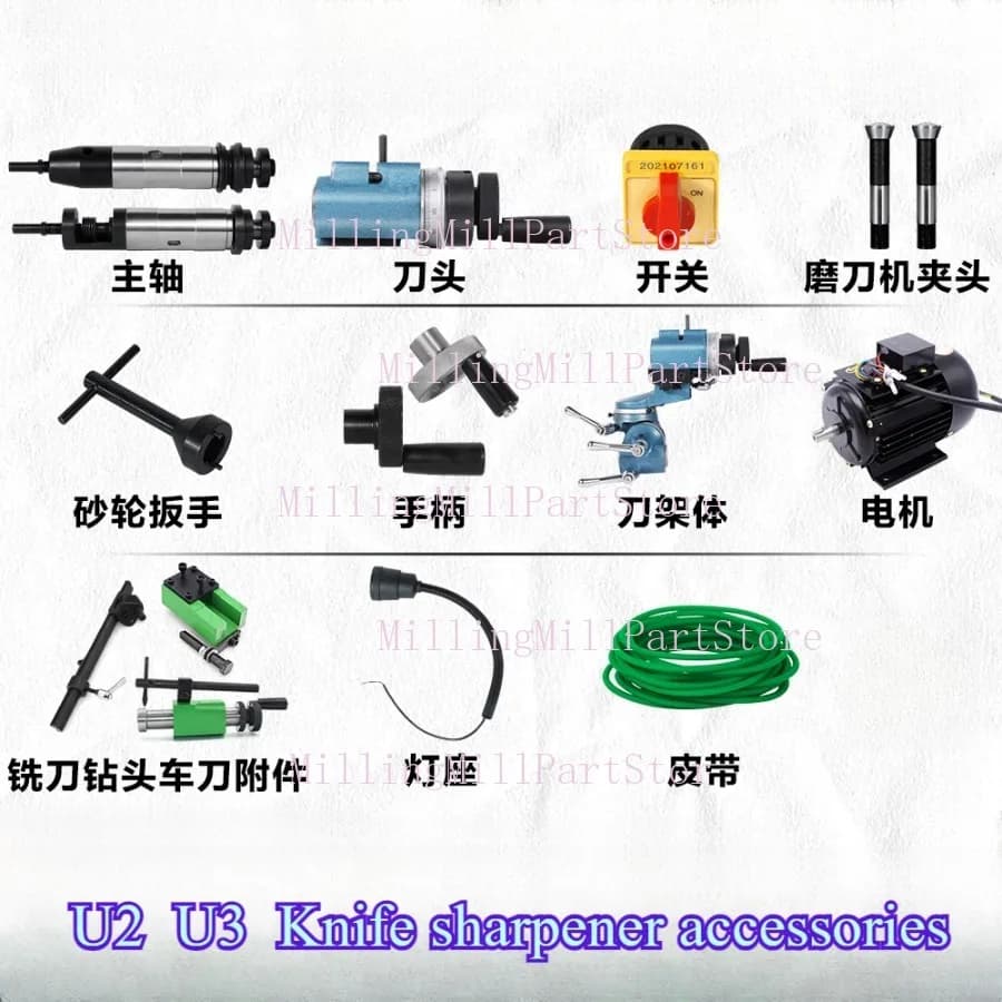 Accessori per affilare i coltelli Interruttore Mola Mandrino Chiave per testa di taglio U2 Mandrino per smerigliatrice per taglierina