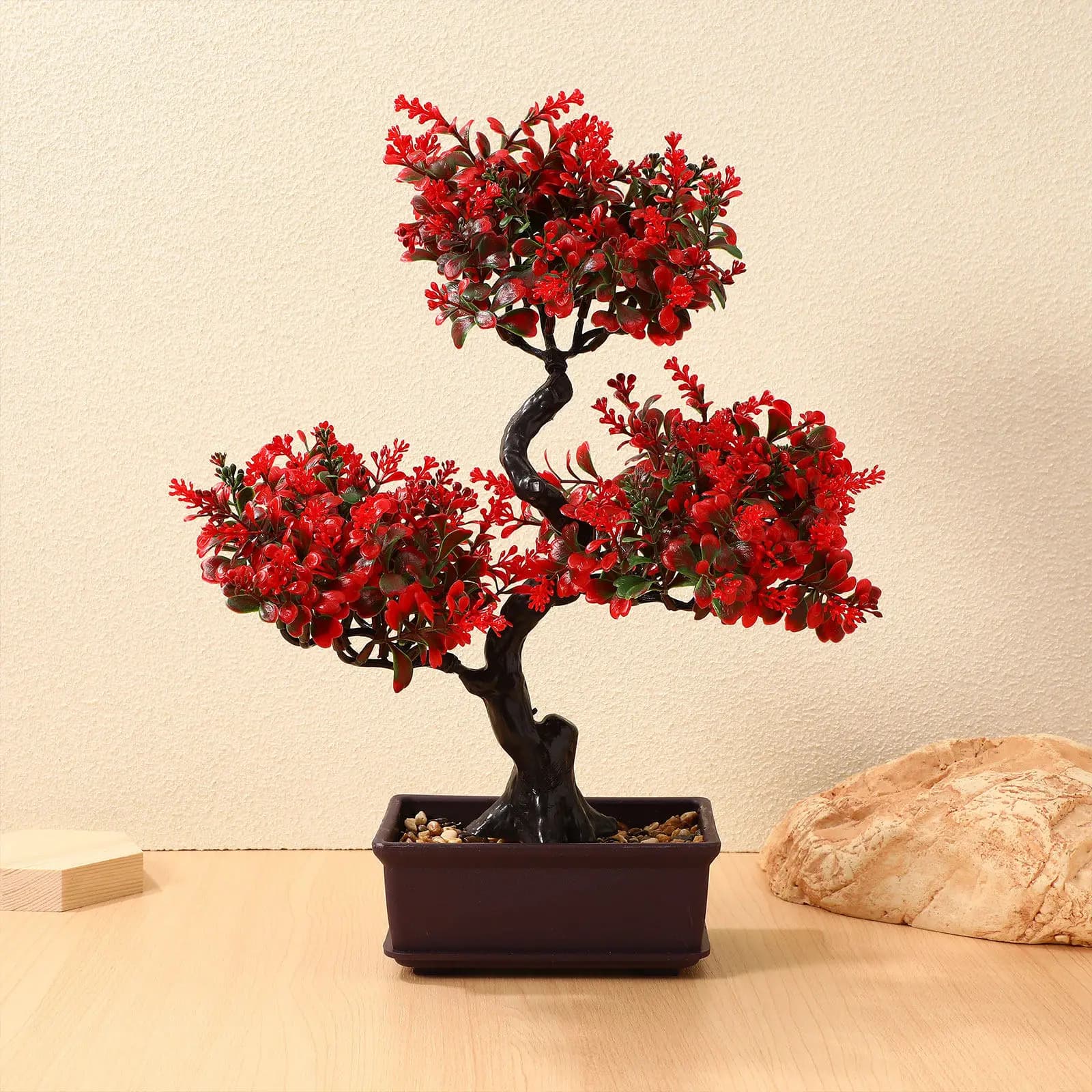 Bonsai Artificiale Realistico, Pianta Finta in Vaso per Decorazione Casa, Ufficio, Cucina, Giardino, Soggiorno, Caffetteria, Tavolo, Aspetto Naturale