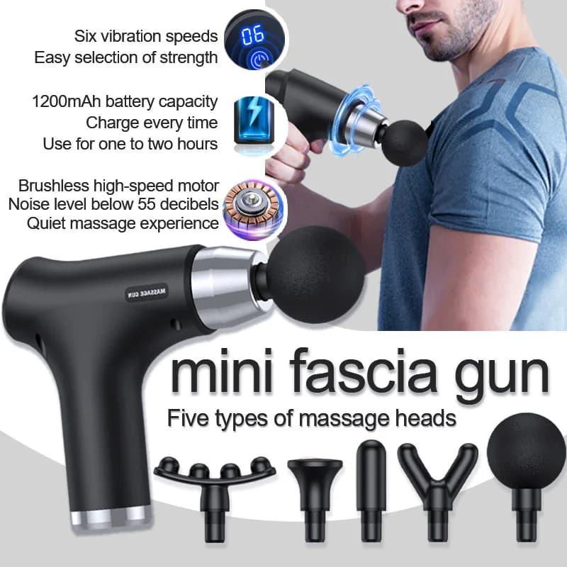 Fitness and relaxation muscles, multi-head electric massage for shoulders and neck, portable mini six-speed touchscreen