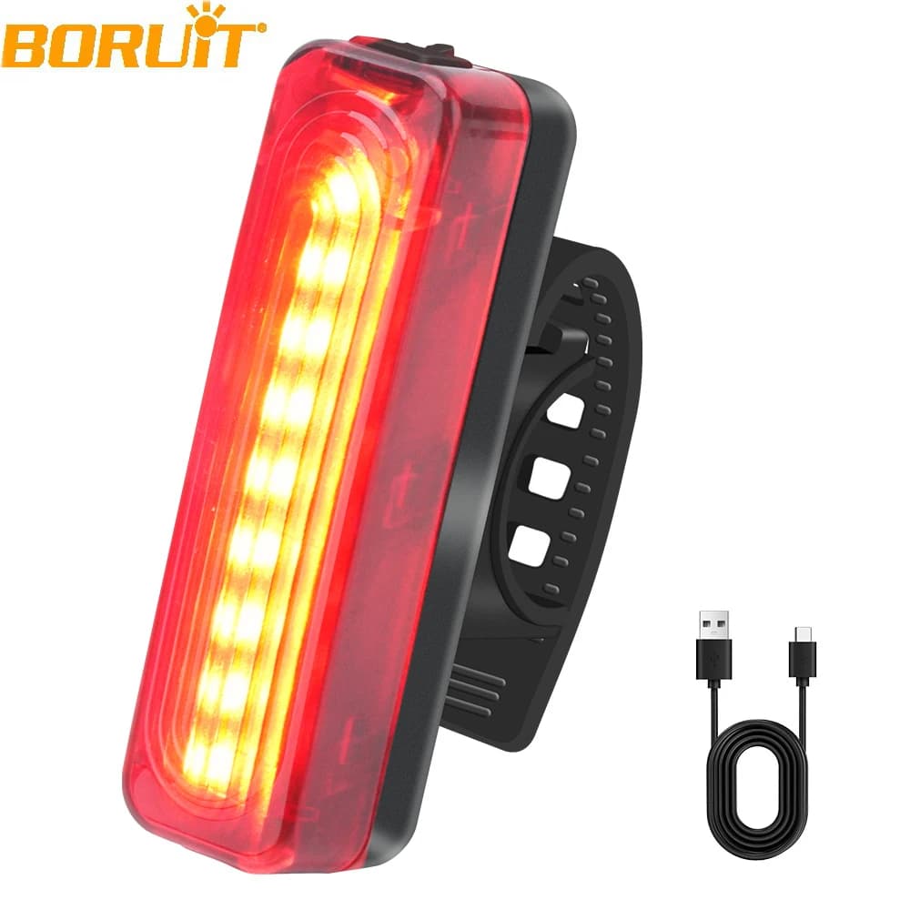 Luce Posteriore per Bicicletta BORUiT, Ricaricabile USB-C, Luce di Sicurezza e Avvertimento, Facile da Installare, Accessorio per Bicicletta
