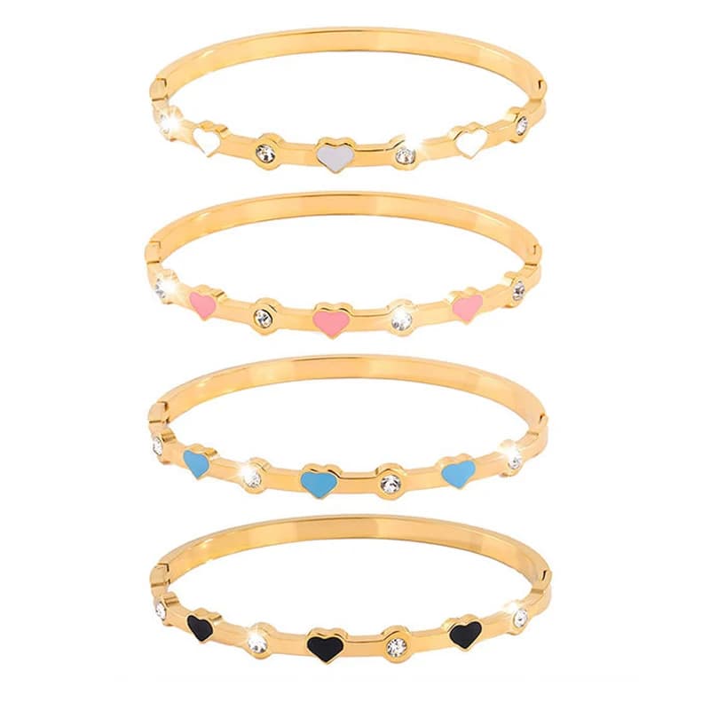 Braccialetti impermeabili in acciaio inossidabile Donna CZ Cubic Zirconia Bracciale cuore amore Gioielli da donna Accessori moda placcati in oro