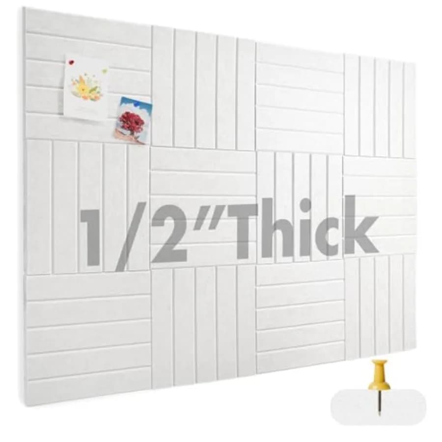 Grande Bacheca in Sughero per Decorazione Ufficio, 122x91 cm - Bacheca in Feltro Spessore 1,27 cm, Confezione da 12 Bacheca in Feltro con Adesivo Sicuro Rimovibile