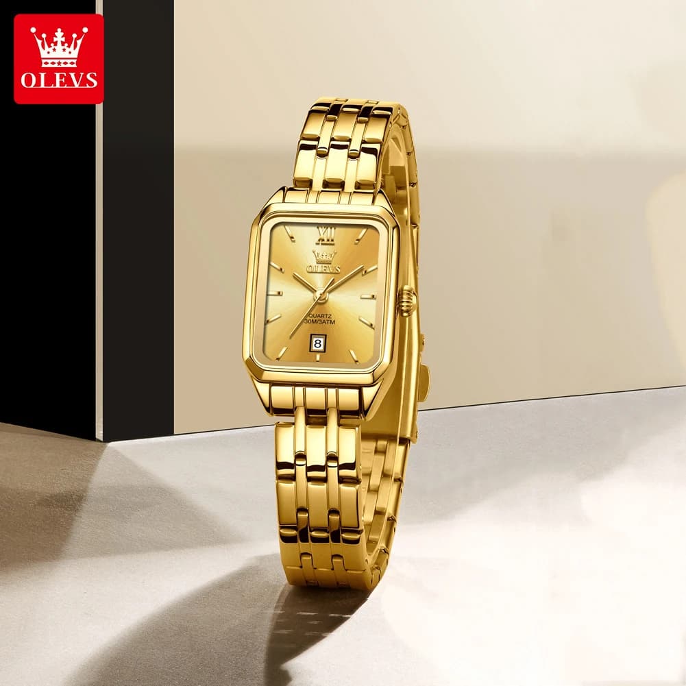 OLEVS Women's casual stainless steel wristwatch Relogio Feminino Luxury quartz women's watch with slim strap Fashionable women's watch